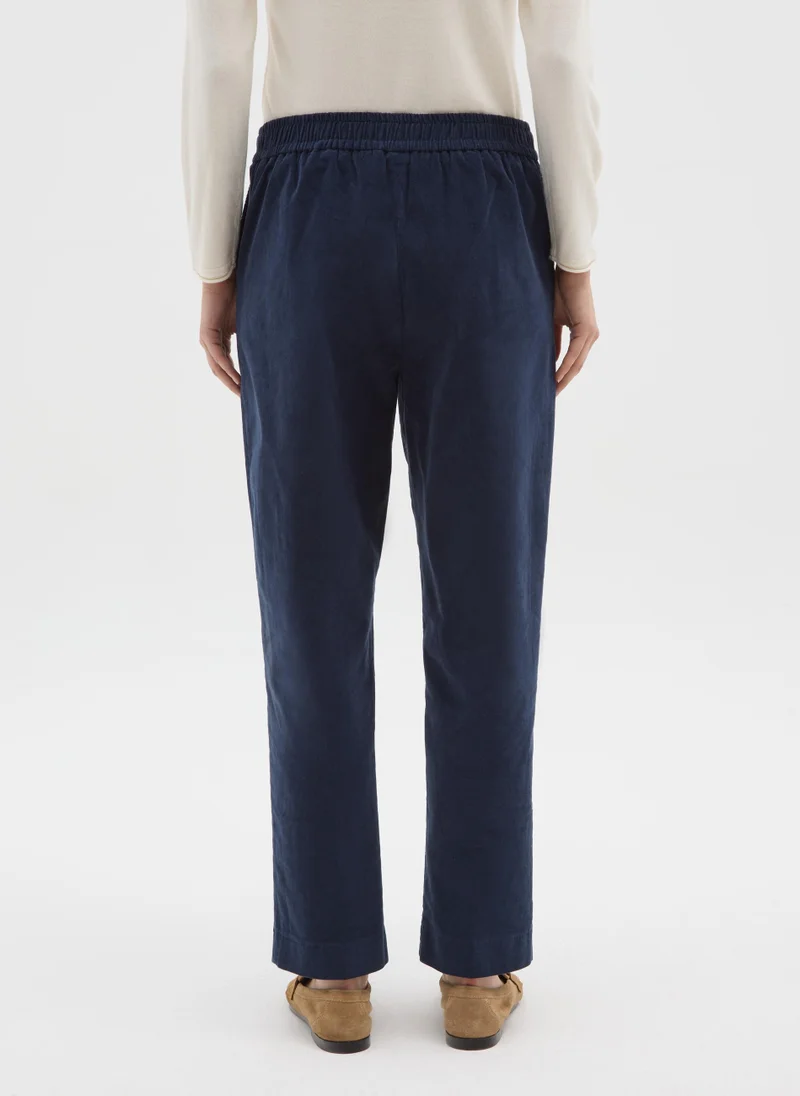 Ovs  OVS Blue Stretch Cotton Trousers Regular Fit for Women | Best Price UAE